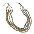 Turquoise and Blue Beaded Multi Strand Necklace (24 Inches) in Goldtone - Sticky add to cart bar
