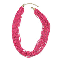 Yellow Seed Beaded Multi Layered Necklace (20 inches) in Goldtone