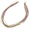 Ivory Multi Layered Glass Seed Beaded Necklace 31 Inches in Goldtone - Sticky add to cart bar
