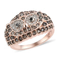 GP Italian Garden Collection Multi Diamond Owl Ring in Vermeil Rose Gold Over Sterling Silver (Size 7.0) 0.50 ctw - Sticky add to cart bar