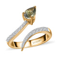 LUXORO 10K Yellow Gold Premium Green Tanzanite and Natural White Zircon Bypass Snake Ring (Size 6.0) 2.15 Grams 1.00 ctw - Sticky add to cart bar