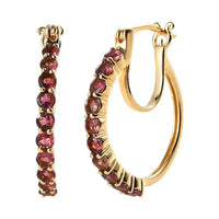 Ouro Fino Rubellite Hoop Earrings in Vermeil Yellow Gold Over Sterling Silver 1.65 ctw