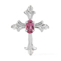 Ouro Fino Rubellite and Natural White Zircon Cross Pendant in Platinum Over Sterling Silver 0.35 ctw - Sticky add to cart bar