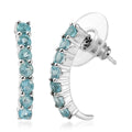 Madagascar Paraiba Apatite J-Hoop Earrings in Sterling Silver 1.40 ctw - Sticky add to cart bar