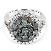 Alexandrite and Multi Gemstone 1.95 ctw Cluster Ring in Platinum Over Sterling Silver (Size 5.5)