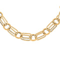 Italian 14K Yellow Gold 7.5 mm Triple Textured Links Necklace 18-20 Inches 5.80 Grams - Sticky add to cart bar