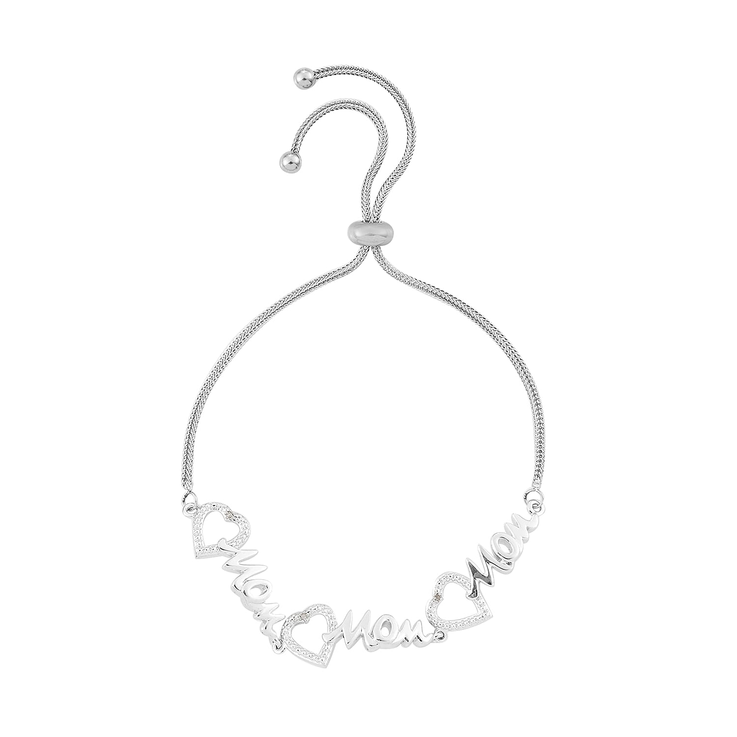Karis Diamond Accent Bolo Bracelet in Platinum Bond & Stainless Steel , Tarnish-Free, Waterproof, Sweat Proof Jewelry