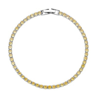 Simulated Yellow Diamond Tennis Bracelet in Silvertone (7.25 In) 8.00 ctw