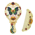 Butterfly Pattern Portable Cosmetic Mirror and Comb Set in Goldtone - Sticky add to cart bar