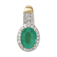 Luxoro 10K Yellow Gold AAA Kagem Zambian Emerald and Diamond Halo Pendant 1.35 ctw