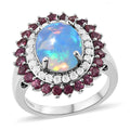 Ethiopian Welo Opal and Multi Gemstone Cocktail Ring in Platinum Over Sterling Silver (Size 7.0) 3.85 ctw - Sticky add to cart bar