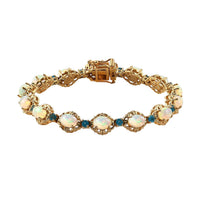 Premium Ethiopian Welo Opal and Malgache Neon Apatite Bracelet in Vermeil Yellow Gold Over Sterling Silver (7.25 In) 14.40 Grams 8.35 ctw