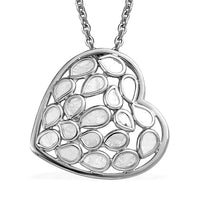 Polki Diamond Heart Necklace 18-20 Inches in Sterling Silver 1.00 ctw
