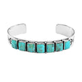 SANTA FE Style Kingman Turquoise Cuff Bracelet in Sterling Silver (7.00 In) 19.20 Grams 12.50 ctw - Sticky add to cart bar