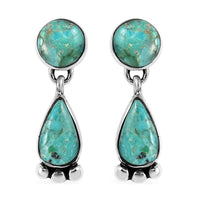 SANTA FE Style Kingman Turquoise Dangle Earrings in Sterling Silver 6.50 ctw