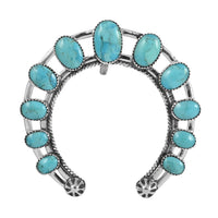 SANTA FE Style Kingman Turquoise Horse Shoe Pendant in Sterling Silver 10.75 Grams 8.50 ctw