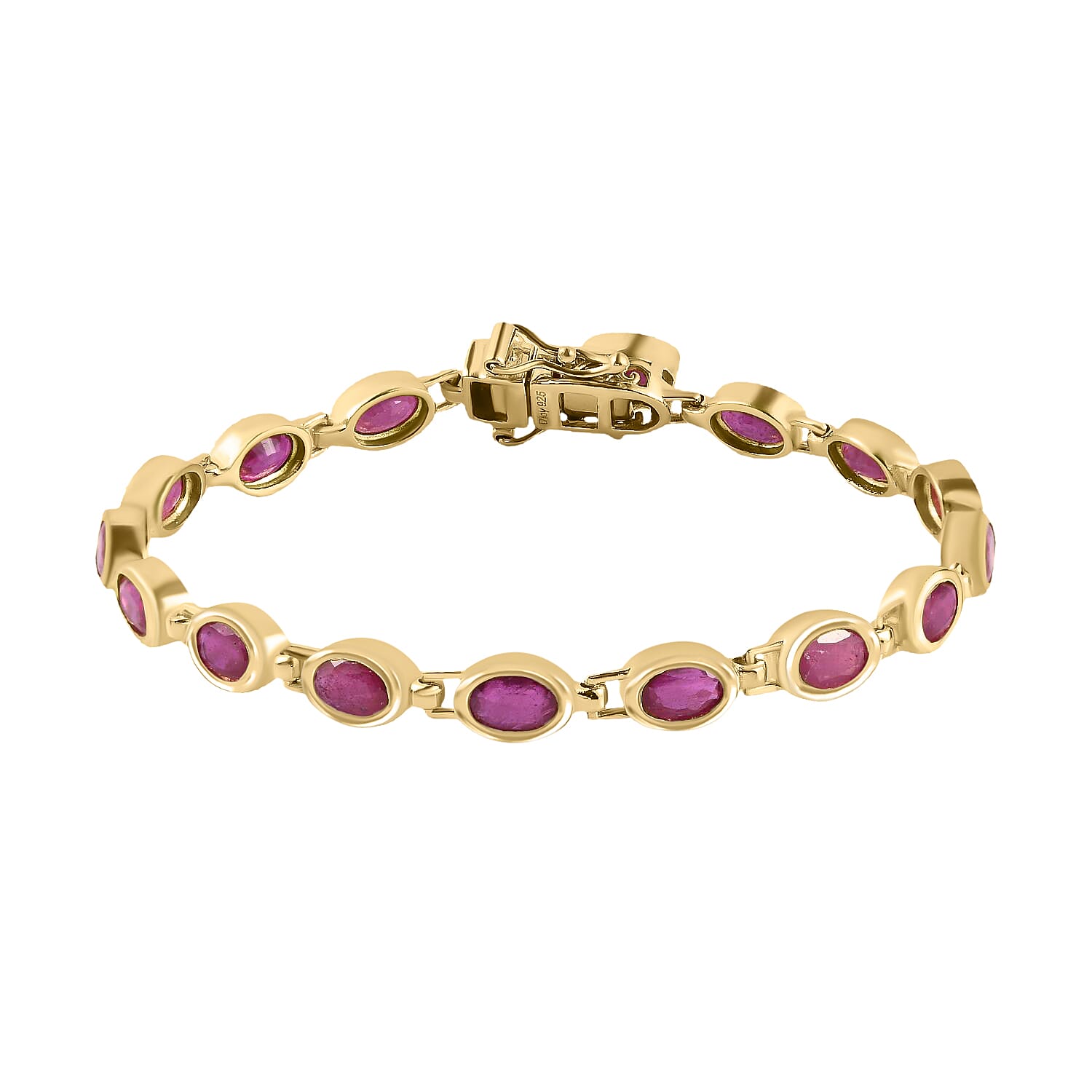Fissure Filled Ruby Bracelet in YG Vermeil over 925 Sterling Silver?