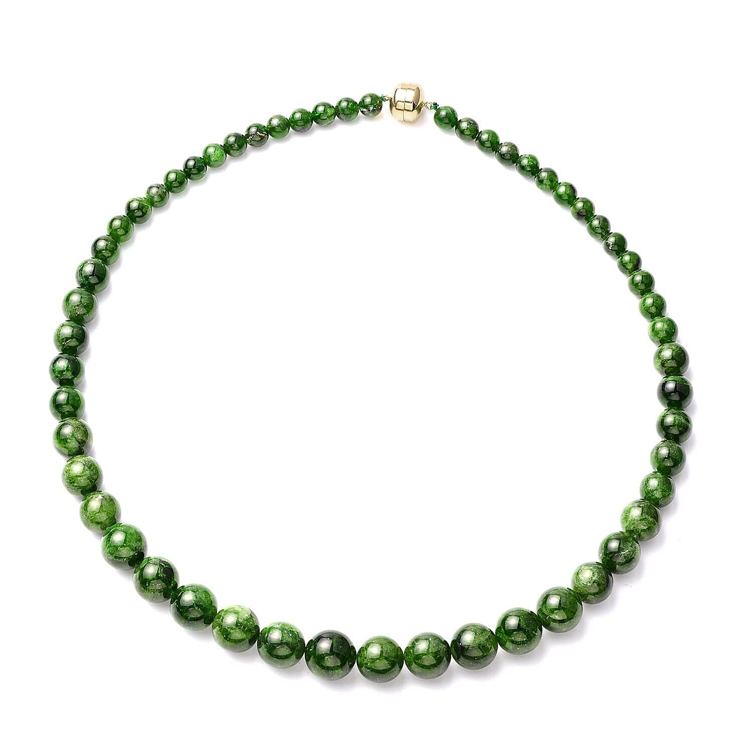 Luxoro 10K Yellow Gold Magnetic Clasp Premium Chrome Diopside Beaded Necklace 18 Inches 326.25 ctw