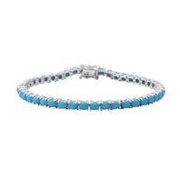 Sleeping Beauty Turquoise 7.04 ctw Bracelet in Platinum Over Sterling Silver (7.50 In)