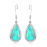 SANTA FE Style Kingman Turquoise Dangle Earrings in Sterling Silver 2.20 ctw