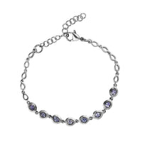 Tanzanite Link Bracelet in Stainless Steel (6.50 In) 1.15 ctw , Tarnish-Free, Waterproof, Sweat Proof Jewelry