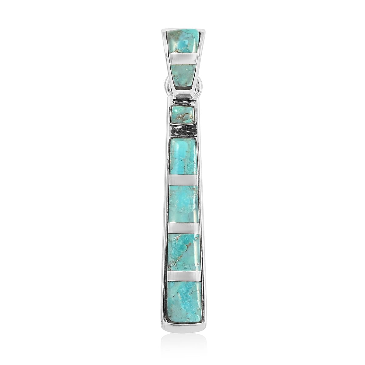 SANTA FE Style Kingman Turquoise Drop Pendant in Sterling Silver 4.35 ctw