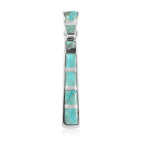 SANTA FE Style Kingman Turquoise Drop Pendant in Sterling Silver 4.35 ctw