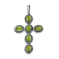 Mojave Green Turquoise Cross Pendant in Stainless Steel 6.75 ctw - Sticky add to cart bar
