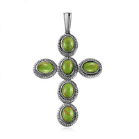 Mojave Green Turquoise Cross Pendant in Stainless Steel 6.75 ctw