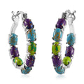 Mojave Multi Turquoise Hoop Earrings in Stainless Steel 7.40 ctw - Sticky add to cart bar
