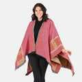 TAMSY Reversible Tan and Red Tribal Pattern Kimono - One Size Fits Most - Sticky add to cart bar