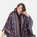 TAMSY Reversible Red and Blue Santa Fe Style Pattern Kimono - One Size Fits Most - Sticky add to cart bar