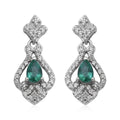 AAA Kagem Zambian Emerald and Natural White Zircon Dangle Earrings in Platinum Over Sterling Silver 1.60 ctw - Sticky add to cart bar