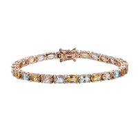Premium Marropino Morganite, Yellow Beryl and Espirito Santo Aquamarine Bracelet in Vermeil Rose Gold Over Sterling Silver (6.50 In) 9.60 Grams 10.35 ctw