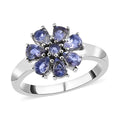 Tanzanite Floral Ring in Stainless Steel (Size 5.0) 0.90 ctw - Sticky add to cart bar