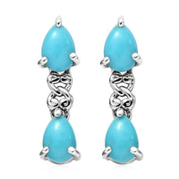 Sleeping Beauty Turquoise Drop Earrings in Platinum Over Sterling Silver 1.75 ctw