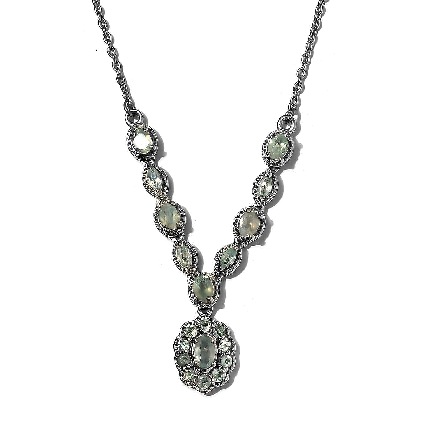 Narsipatnam Alexandrite Cluster Necklace 18-20 Inches in Platinum Over Sterling Silver 2.00 ctw