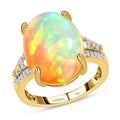 LUXORO 10K Yellow Gold AAA Ethiopian Welo Opal and G-H I3 Diamond Ring (Size 7.0) 3.65 Grams 8.25 ctw - Sticky add to cart bar