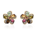 Multi-Tourmaline and Natural White Zircon Floral Earrings in Vermeil Yellow Gold and Platinum Over Sterling Silver 2.25 ctw - Sticky add to cart bar
