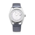 Genoa Simulated White Diamond Japanese Movement Watch with Gray Genuine Leather Strap (40mm) 0.30 ctw - Sticky add to cart bar