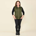 Tamsy Olive Quilted Knit Zip Front Vest - XS - Sticky add to cart bar
