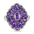 African Amethyst 6.15 ctw Ring in Platinum Over Sterling Silver (Size 5.5) - Sticky add to cart bar