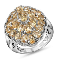 Brazilian Citrine 6.15 ctw Ring in Platinum Over Sterling Silver (Size 11.5)