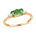 Natural Tsavorite Garnet and Diamond Accent Trilogy Ring in Vermeil Yellow Gold Over Sterling Silver (Size 8.0) 0.50 ctw - Sticky add to cart bar