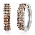 Natural Champagne Diamond Hoop Earrings in Platinum Over Sterling Silver 0.50 ctw - Sticky add to cart bar