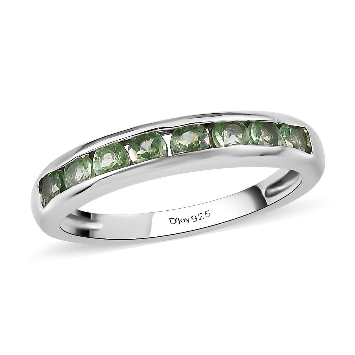 SUMMER SIZZLING DEAL Natural Tsavorite Garnet Half Eternity Band Ring in Platinum Over Sterling Silver (Size 5.0) 0.50 ctw