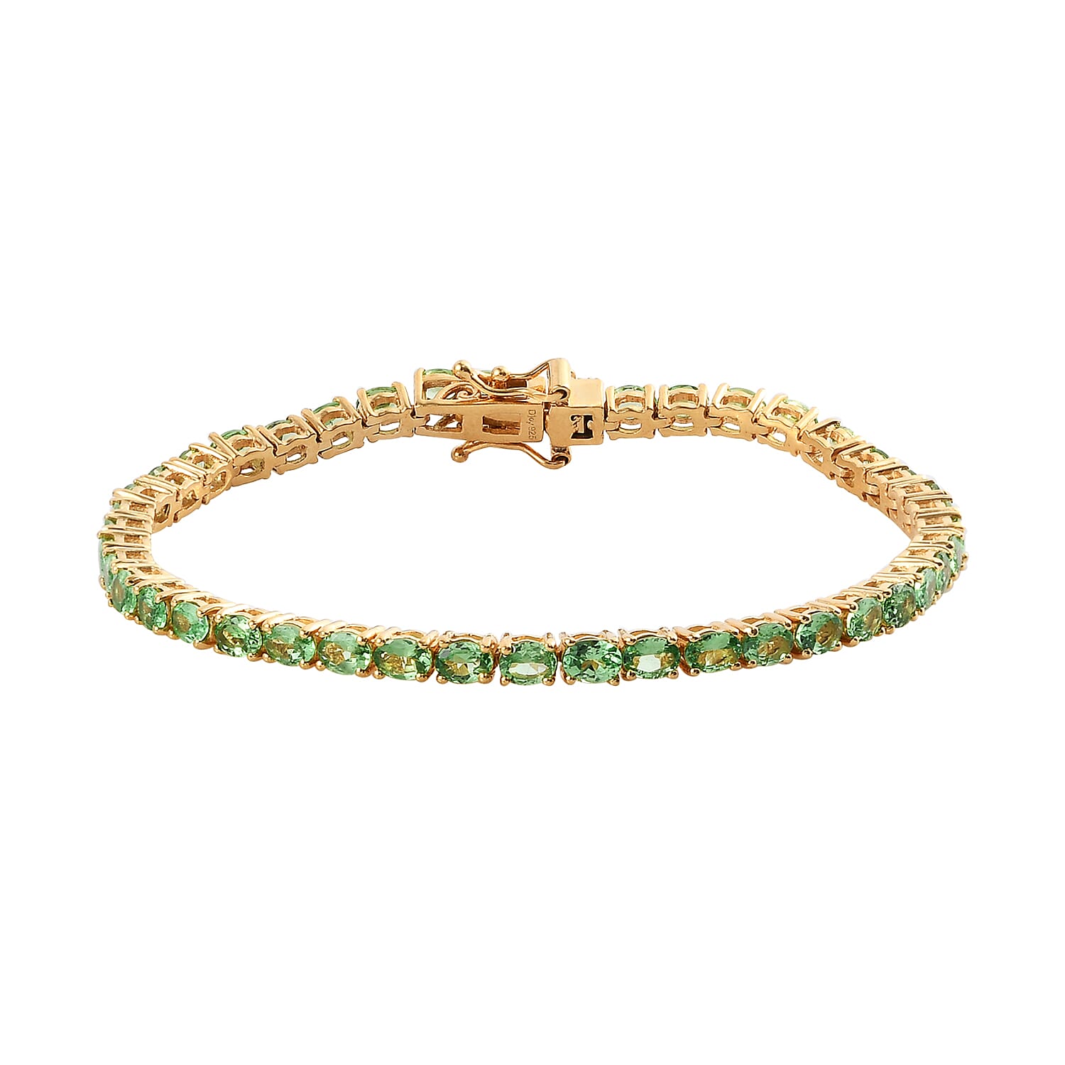 Natural Tsavorite Garnet Tennis Bracelet in Vermeil Yellow Gold Over Sterling Silver (7.25 In) 9.75 Grams 7.35 ctw