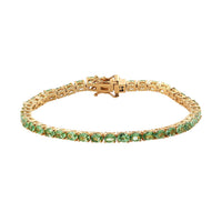 Natural Tsavorite Garnet Tennis Bracelet in Vermeil Yellow Gold Over Sterling Silver (7.25 In) 9.75 Grams 7.35 ctw