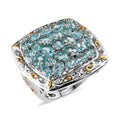 Madagascar Paraiba Apatite and Natural White Zircon Ring in Vermeil YG & Platinum Over Sterling Silver 8.85 Grams 4.90 ctw - Sticky add to cart bar