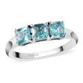 Asscher Cut Madagascar Paraiba Apatite 3 Stone Ring in Platinum Over Sterling Silver (Size 10.0) 1.10 ctw - Sticky add to cart bar